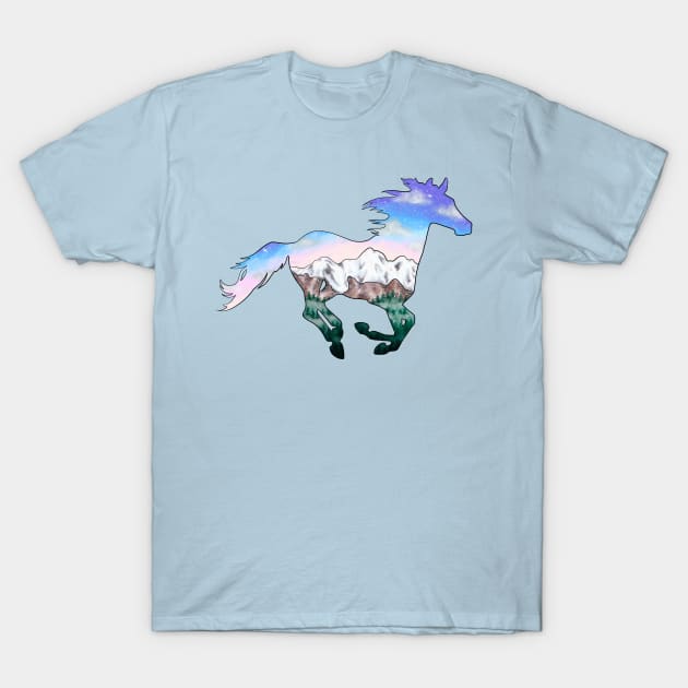 Galloping Horse Silhouette T-Shirt by Lady Lilac